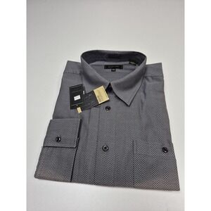 Cotton Reel Dress Shirt Mens 2XL Gray Herringbone Woven Cotton Long Sleeve